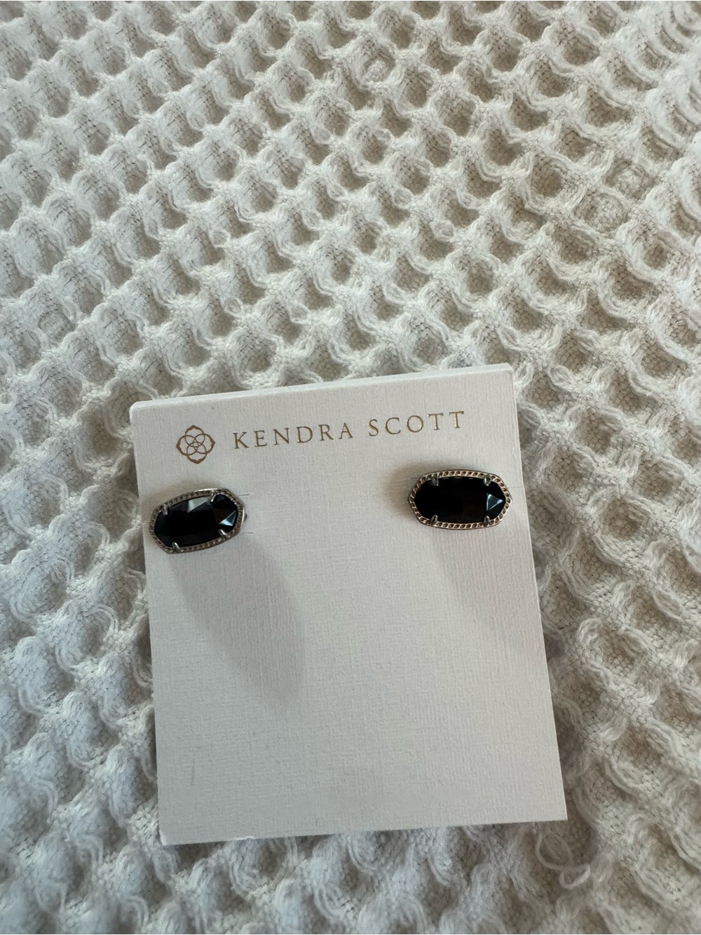 Kendra Scott Black Faceted Stone Stud Earrings